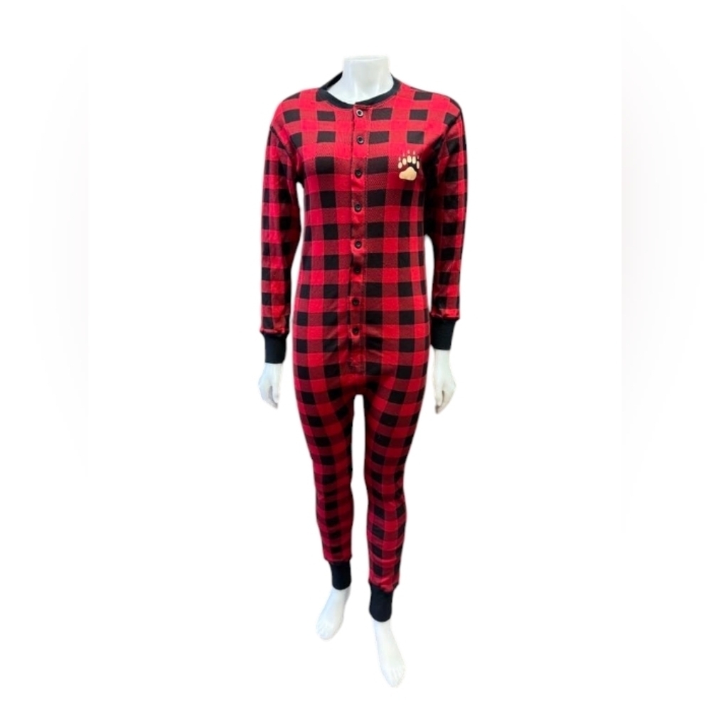 Lazy One Flapjacks NWT Long Johns Onsie Unisex Buffalo Plaid Size Small